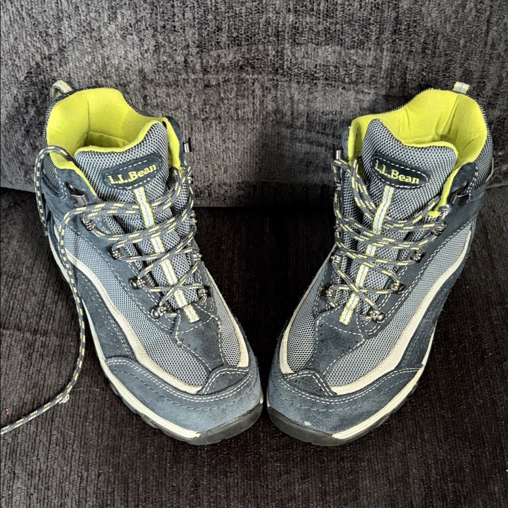 L.L.Bean Gray Hiking Boots with Lime Accents